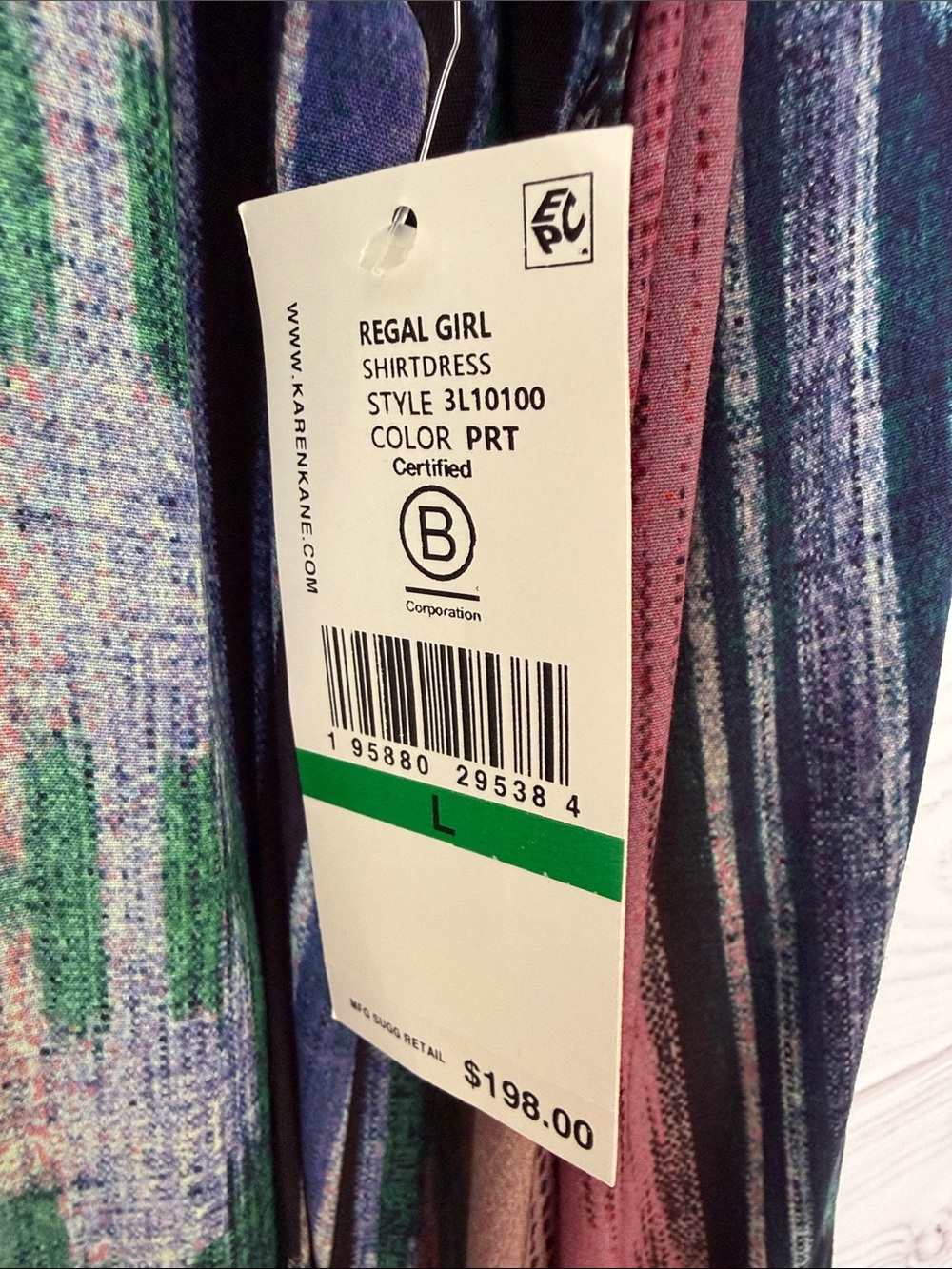 NWT Karen Kane Striped Multicolor Long-Sleeve Shirt Dress Size Large - Picture 2 of 8